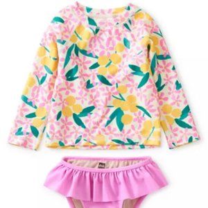 NWT Tea Collection, Floral Rash Guard Swim Set, Size 4